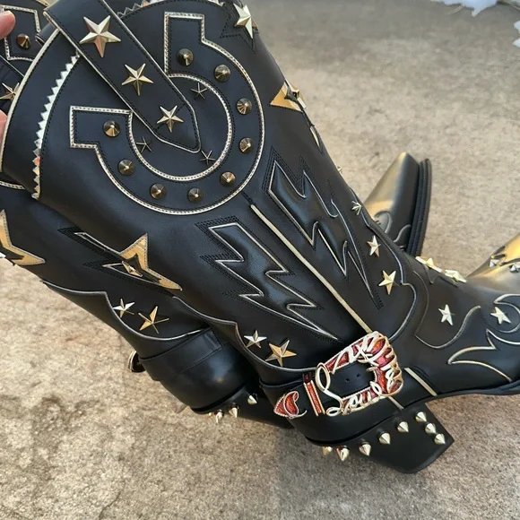 Christian Louboutin Cowboy Western Boots 40 Horseshoe Embellished 9 10 - Picture 3 of 16